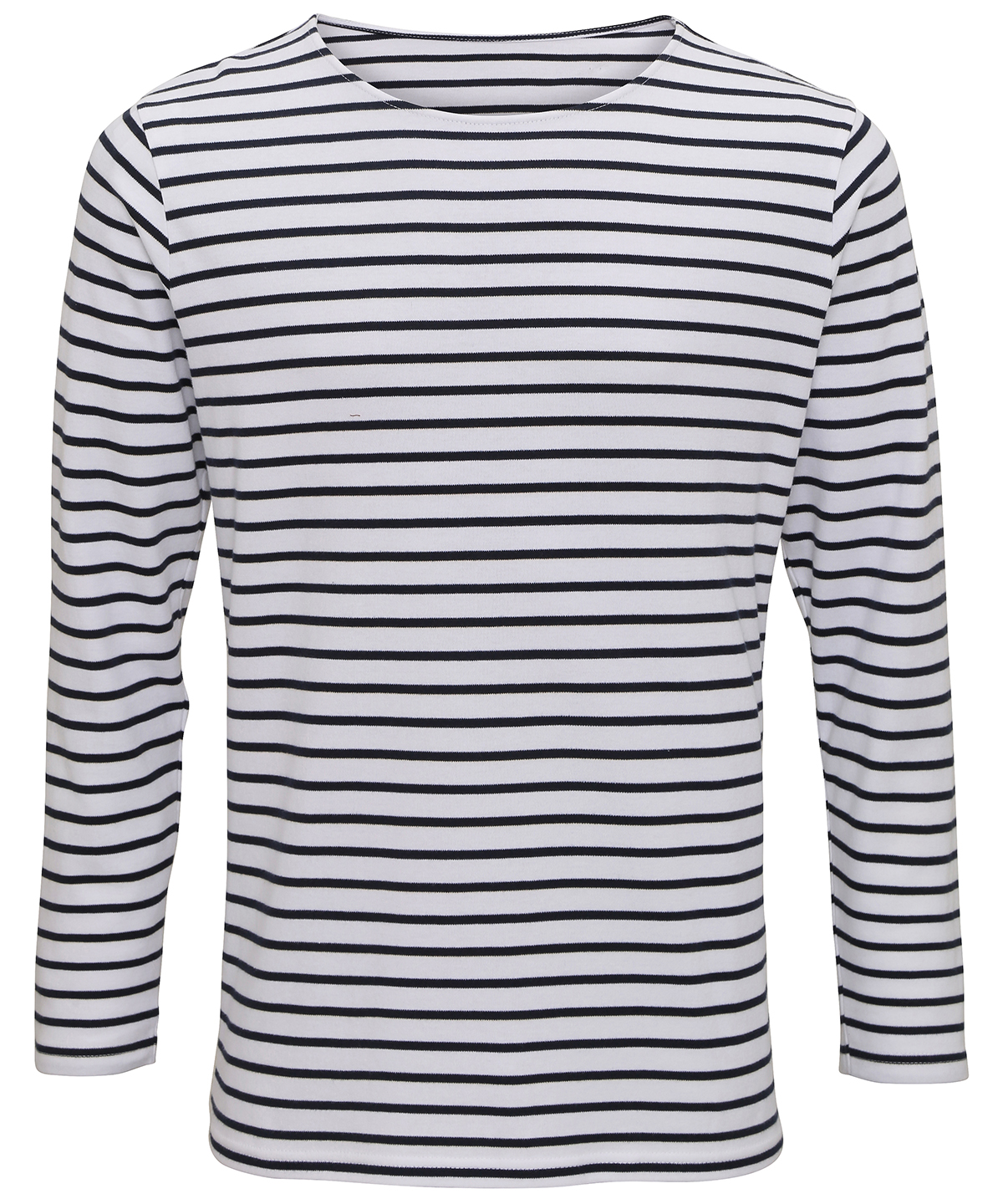 AQ070_WHITE NAVY_FT.jpg Men's Marinière coastal long sleeve tee - Image 1