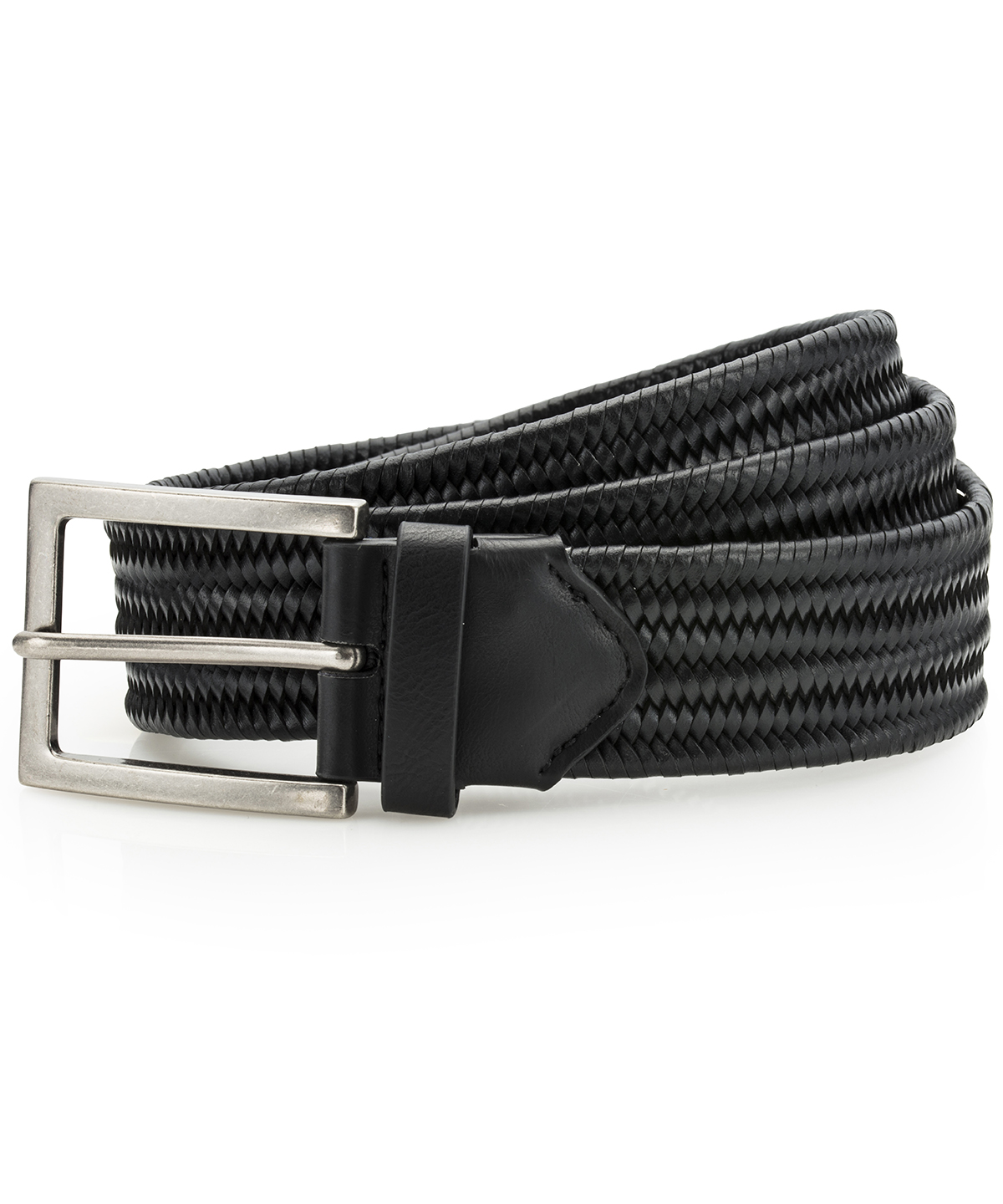 AQ903_BLACK_FT.jpg Leather braid belt - Image 1