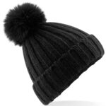 Verbier fur pop pom chunky beanie