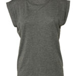 Women's flowy muscle tee with rolled cuff