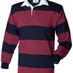 Sewn stripe long sleeve rugby shirt