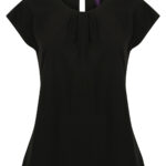 Women's pleat front short sleeve blouse