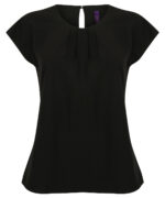 Women's pleat front short sleeve blouse