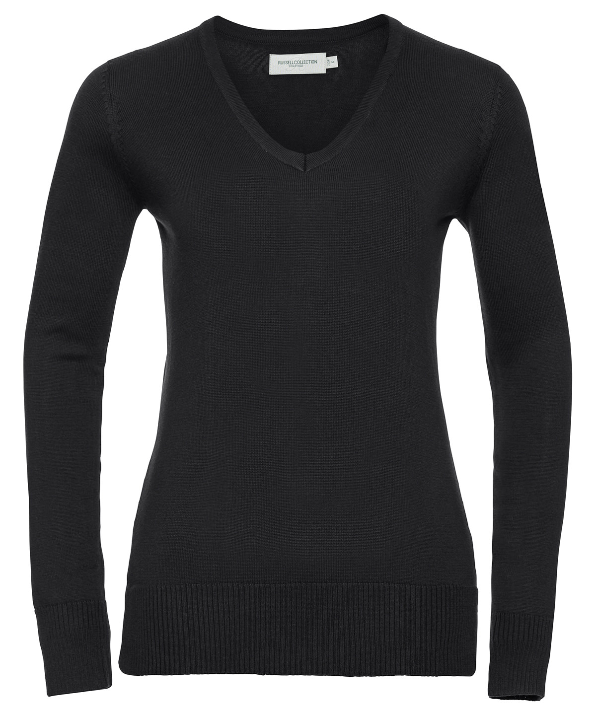 R_710F_black_front.jpg Women's v-neck knitted sweater - Image 1