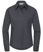 Women's long sleeve polycotton easycare fitted poplin shirt - Image 3