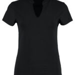 Women's corporate short-sleeved top v-neck mandarin collar (regular fit)