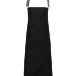 District waxed-look denim bib apron