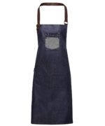 Division waxed-look denim bib apron with faux leather - Image 4