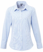 Women's Microcheck (Gingham) long sleeve cotton shirt - Image 2