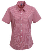 Women's Microcheck (Gingham) short sleeve cotton shirt - Image 4