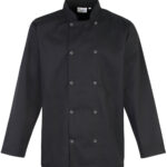 Studded front long sleeve chef's jacket