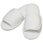 Open-toe slippers with hook and loop strap