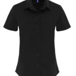 Women's stretch fit cotton poplin short sleeve blouse