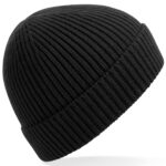 Engineered knit ribbed beanie
