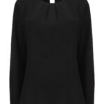Women's pleat front long sleeve blouse
