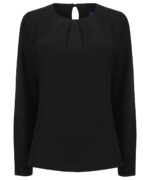 Women's pleat front long sleeve blouse