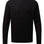 Crew neck cotton-rich knitted sweater