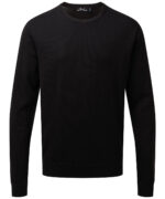 Crew neck cotton-rich knitted sweater