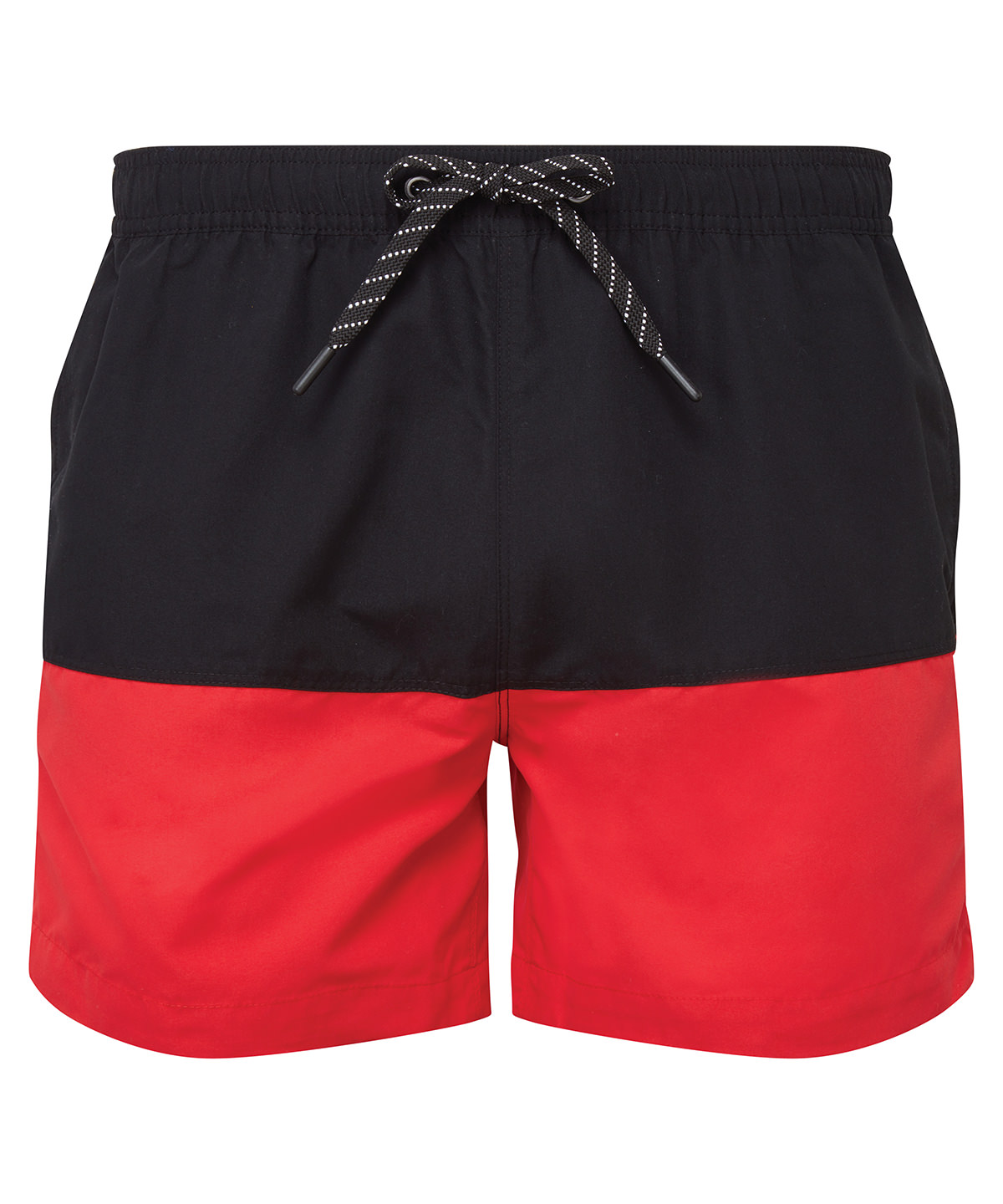 AQ056_Black_Red_FT Block colour swim shorts - Image 1