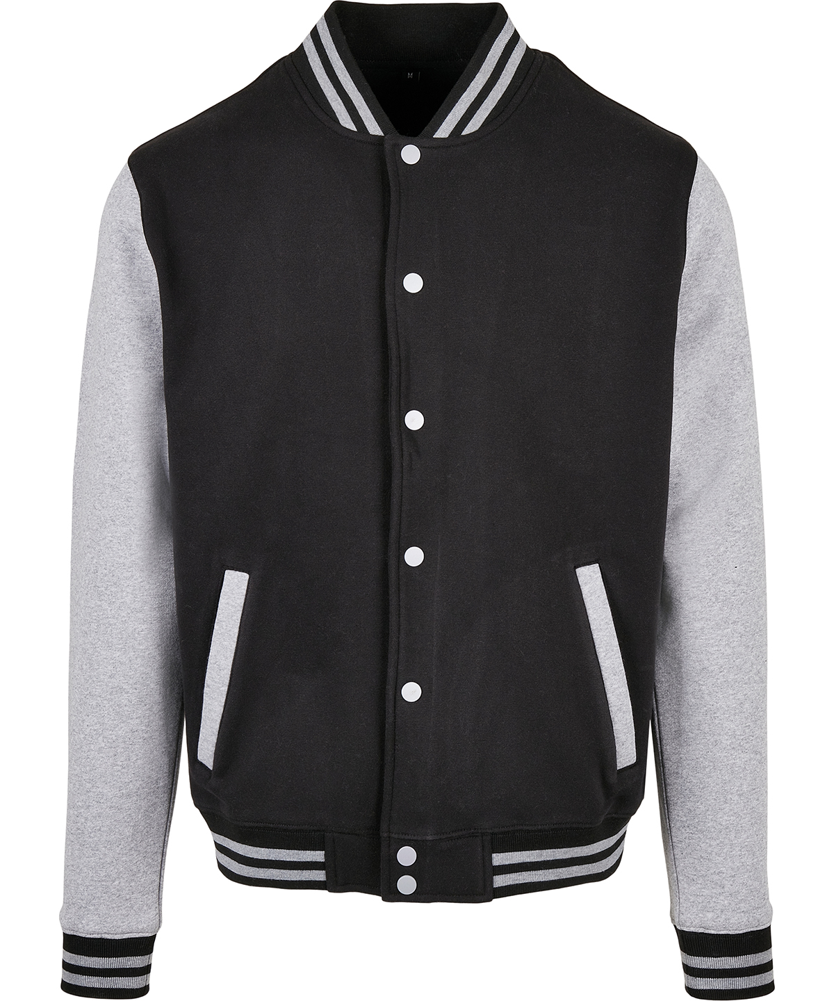 BB004_Black_HeatherGrey_FT Basic college jacket - Image 1