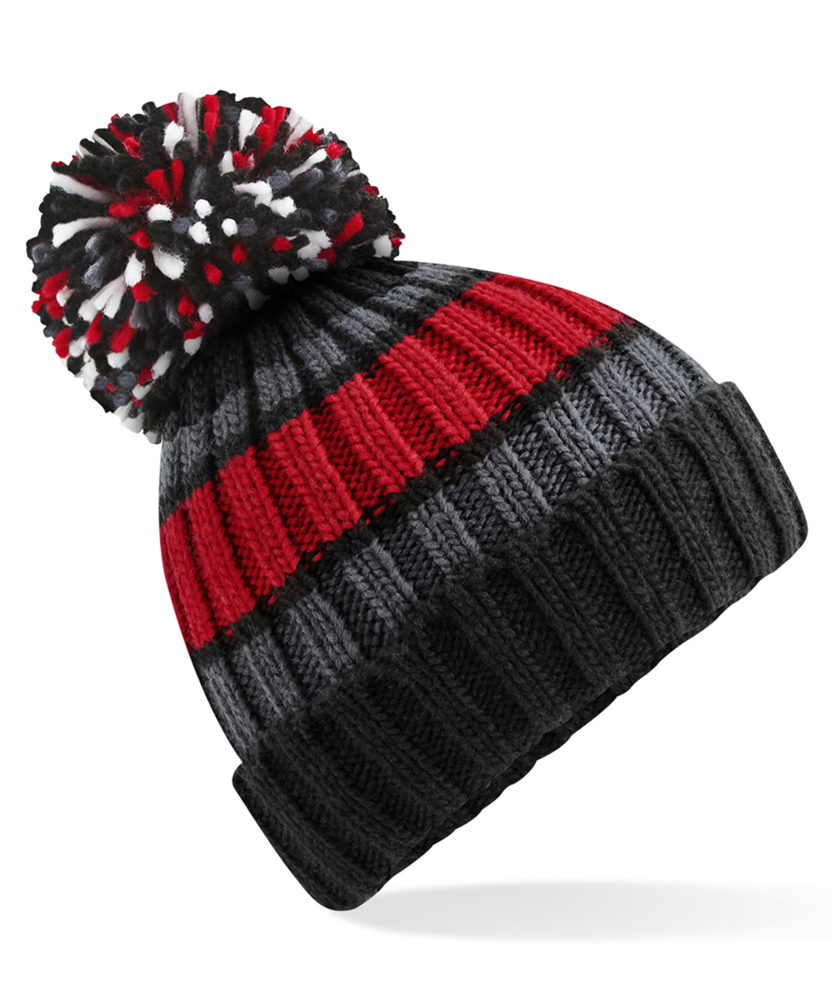 BC392_BlackCherry_FT Hygge striped beanie - Image 1
