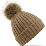 Fur pop pom chunky beanie