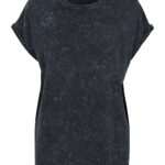 Women's acid washed extended shoulder tee