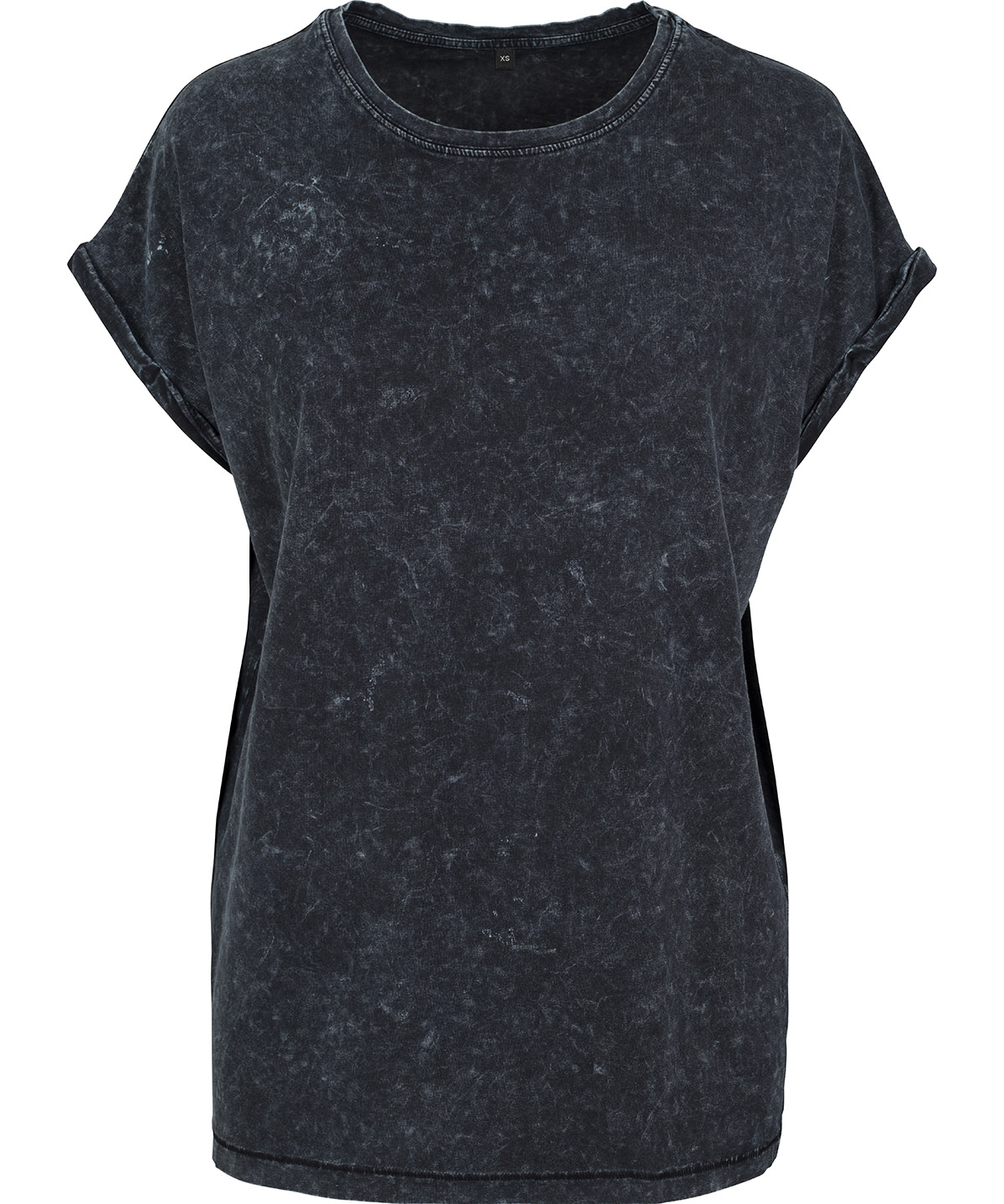 BY053_Black_FT Women's acid washed extended shoulder tee - Image 1