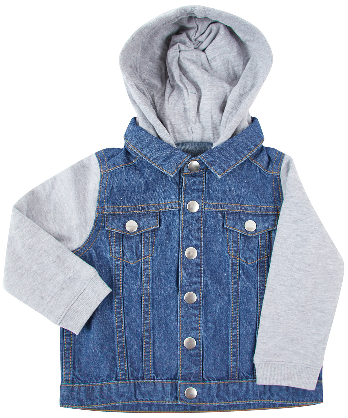 LW750_Blue_FT Denim jacket with fleece hood and sleeves - Image 1