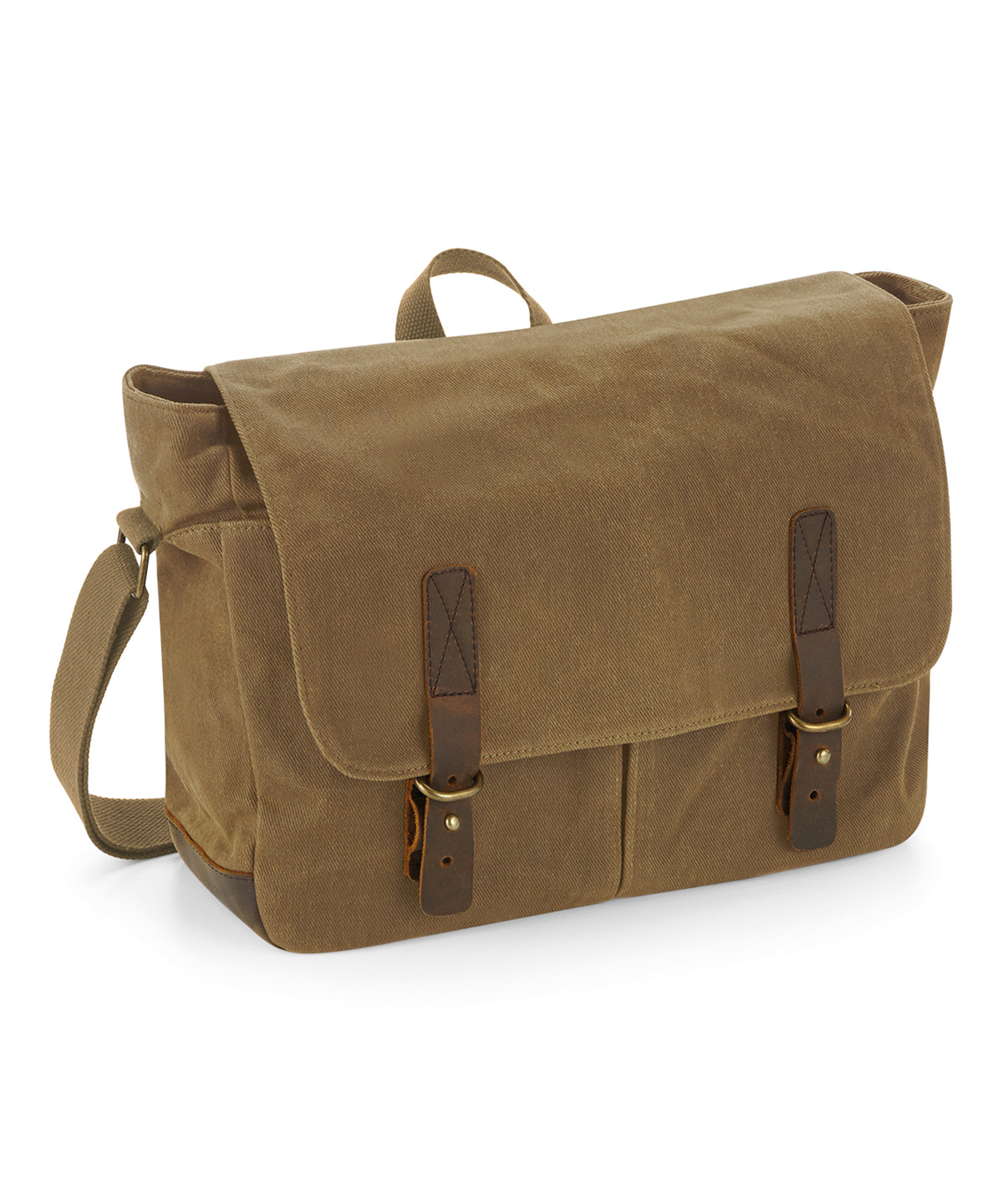 QD653_DesertSand_FT Heritage waxed canvas messenger - Image 1