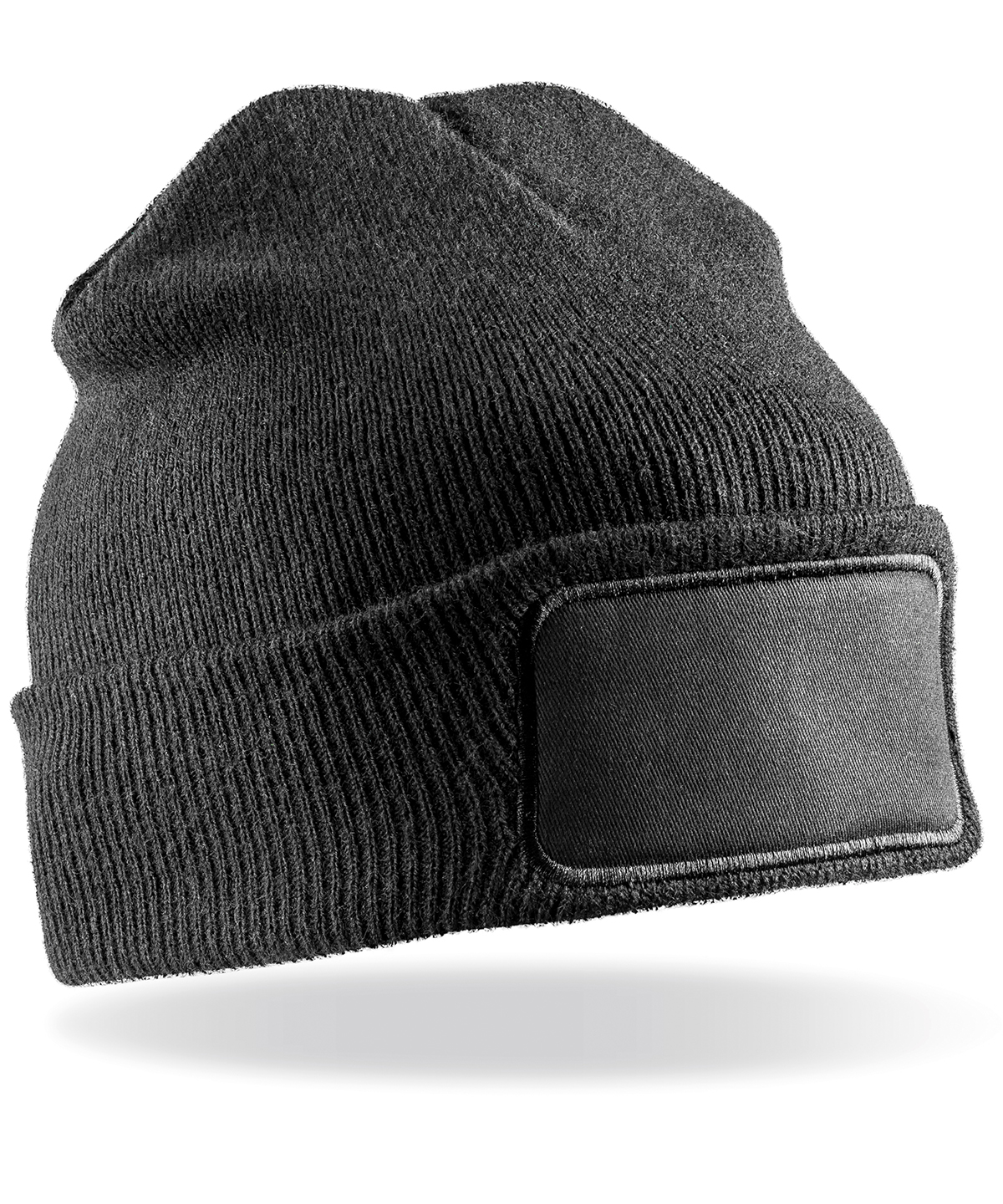 RC927_Black_FT Recycled double knit printers beanie - Image 1