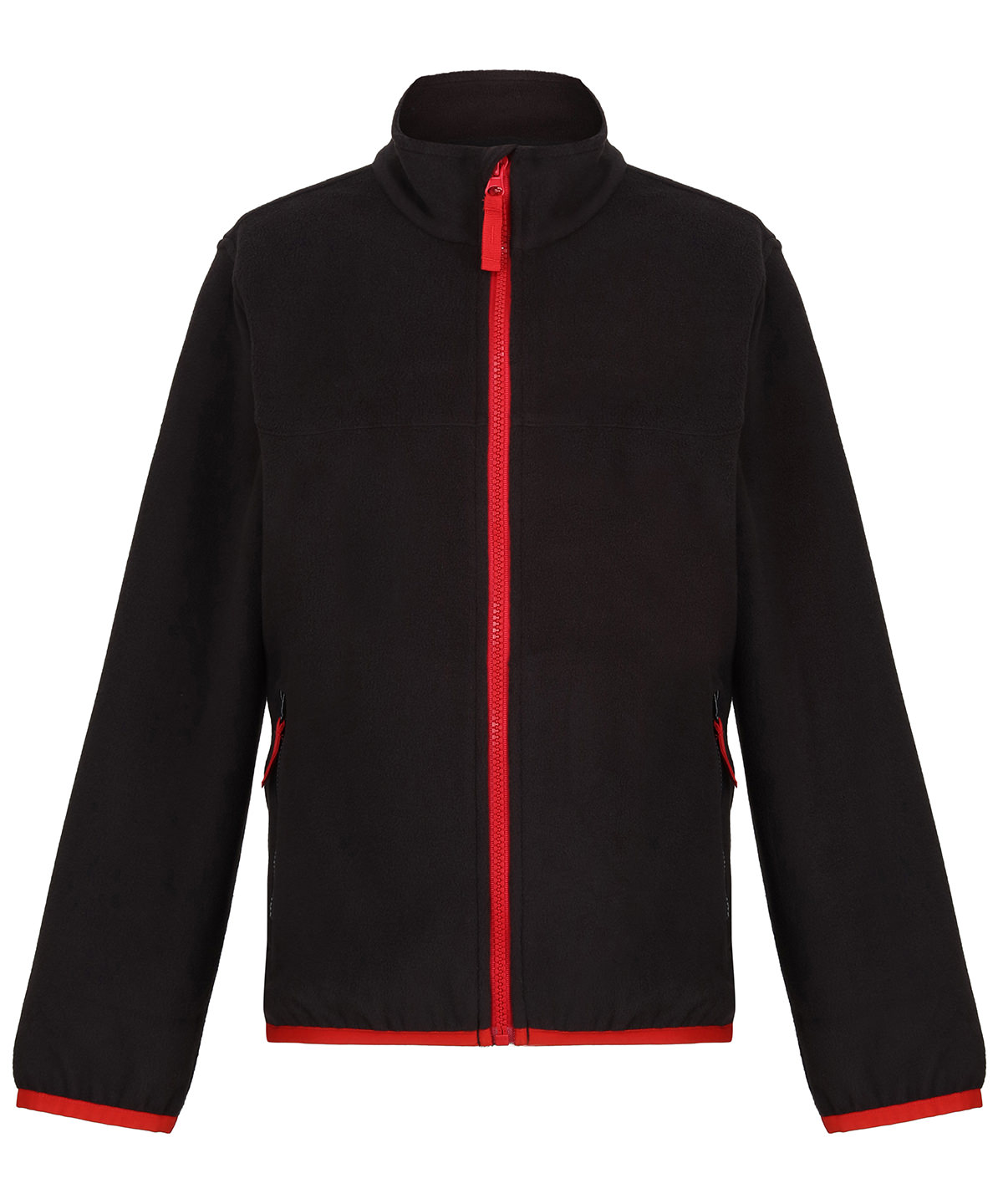 RG335_Black_ClassicRed_FT Kids full-zip microfleece - Image 1