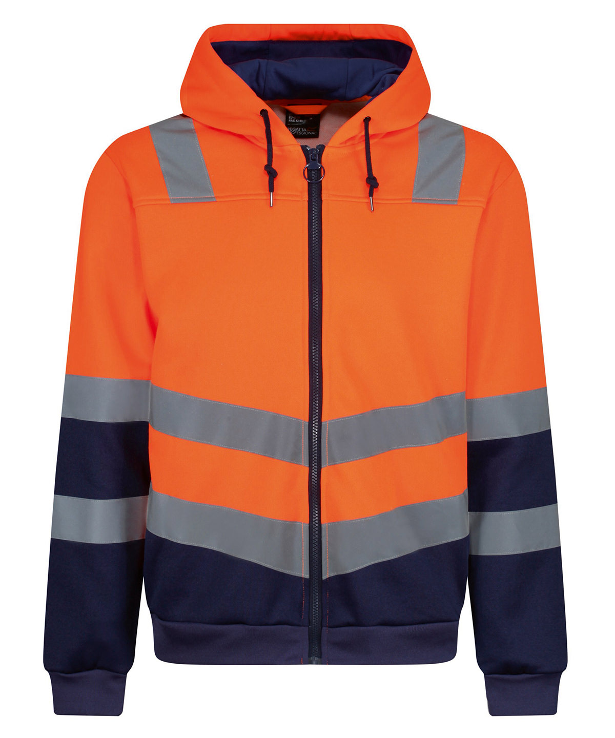 RG457_Orange_Navy_FT Pro hi-vis full zip hoodie - Image 1