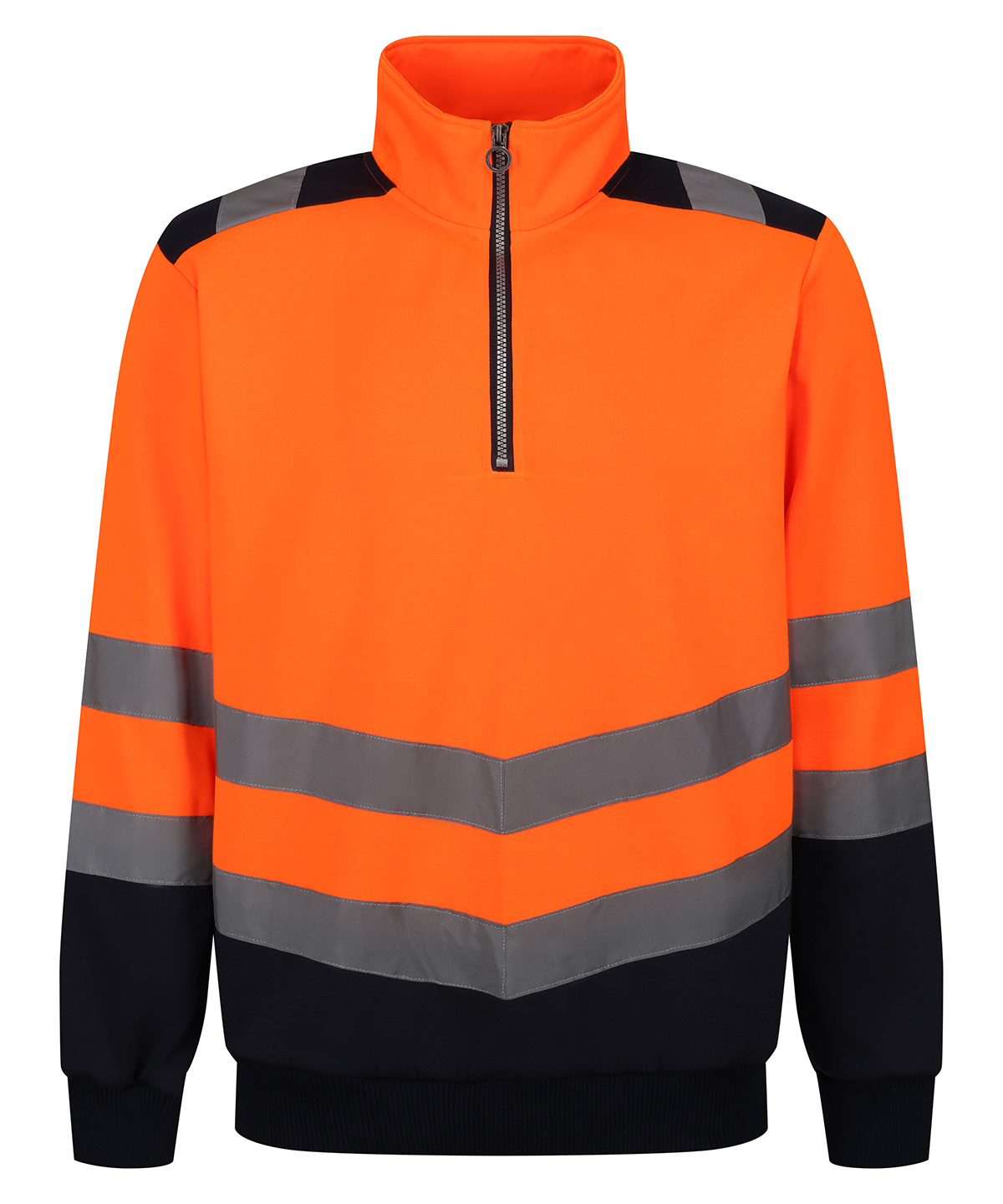 RG466_Orange_Navy_FT Pro hi-vis ¼-zip sweatshirt - Image 1