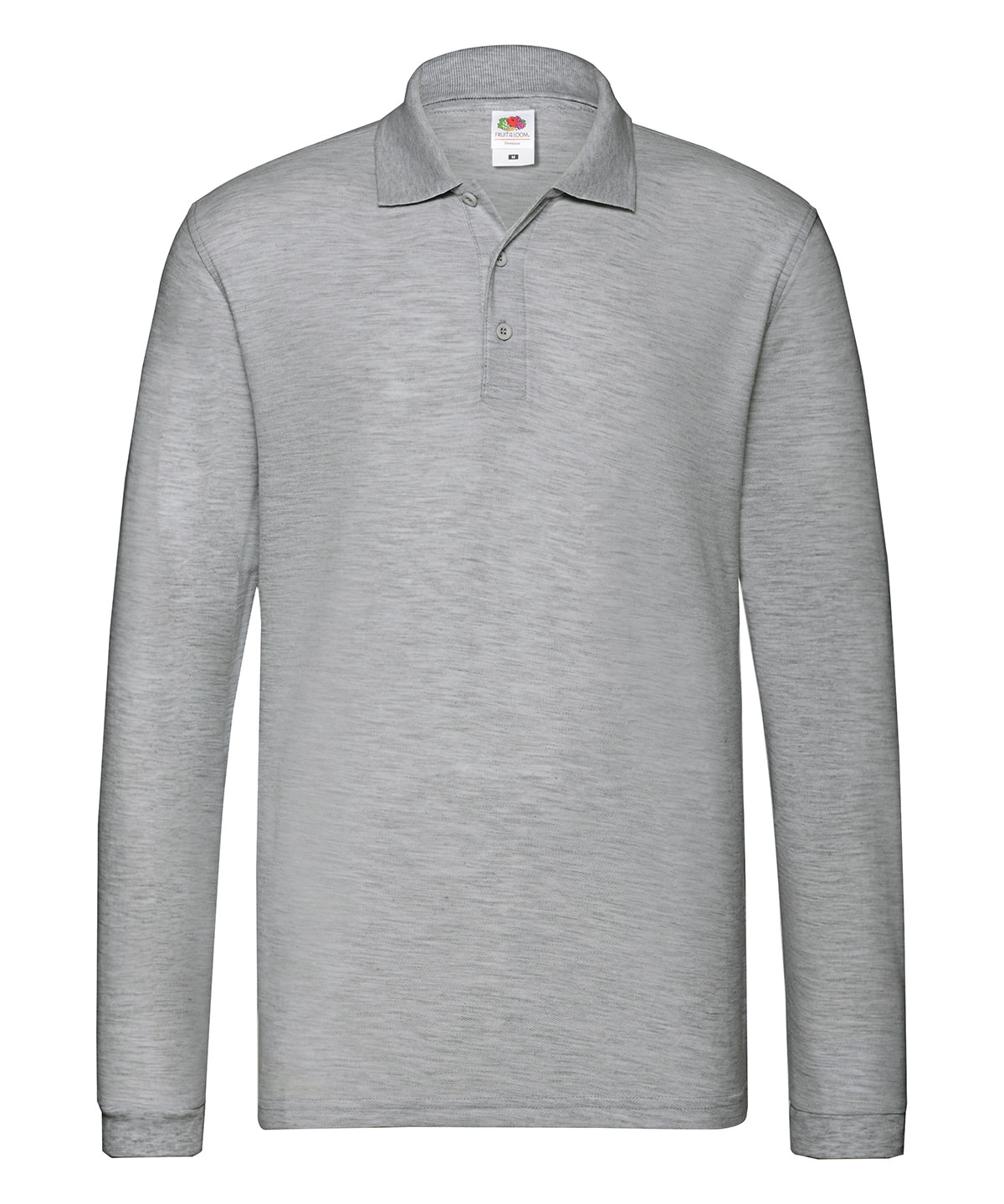 SS258_AthleticHeather_FT Premium long sleeve polo - Image 1