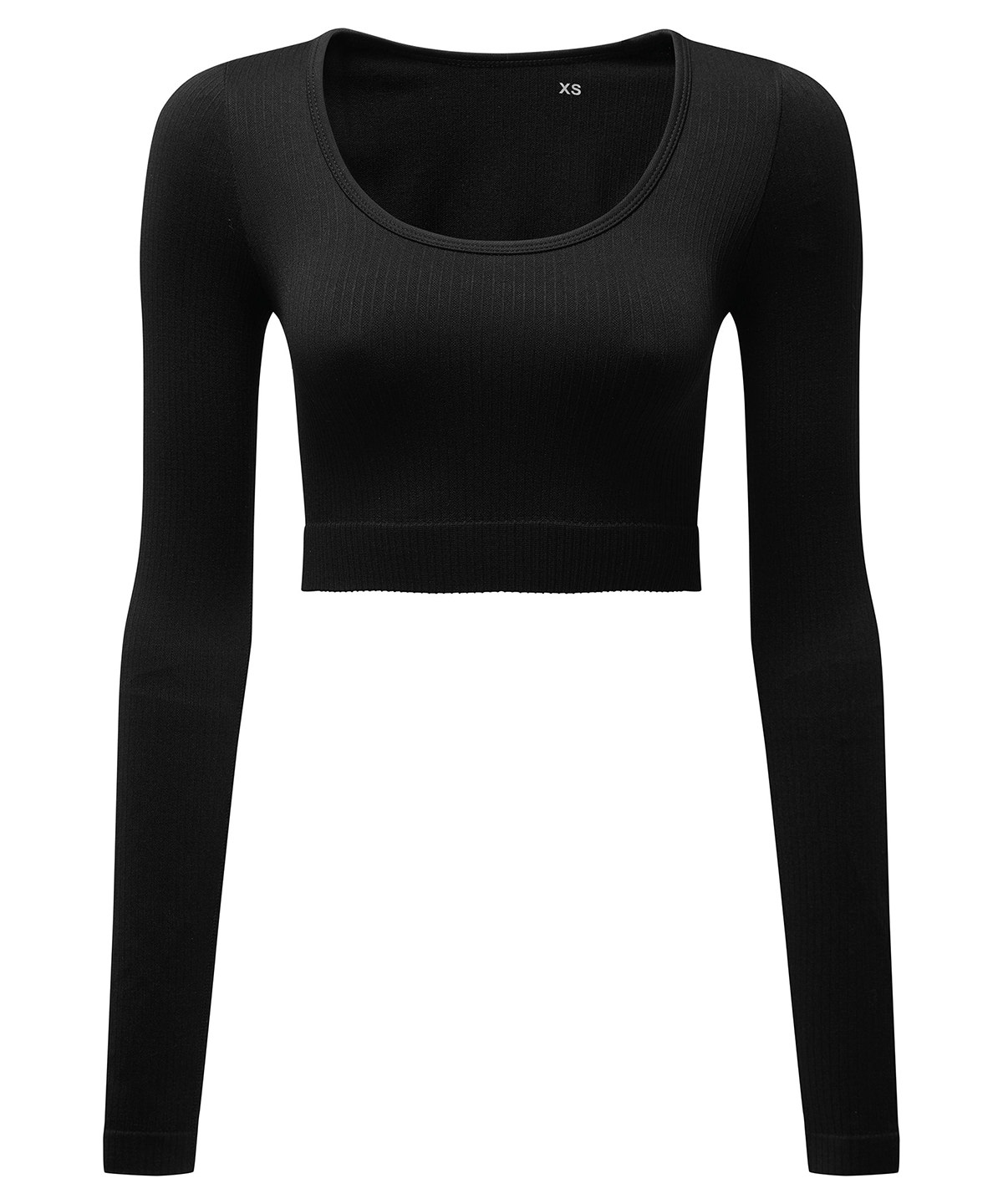 TR224_Black_FT Women's TriDriĀ® ribbed seamless 3D fit" crop top" - Image 1