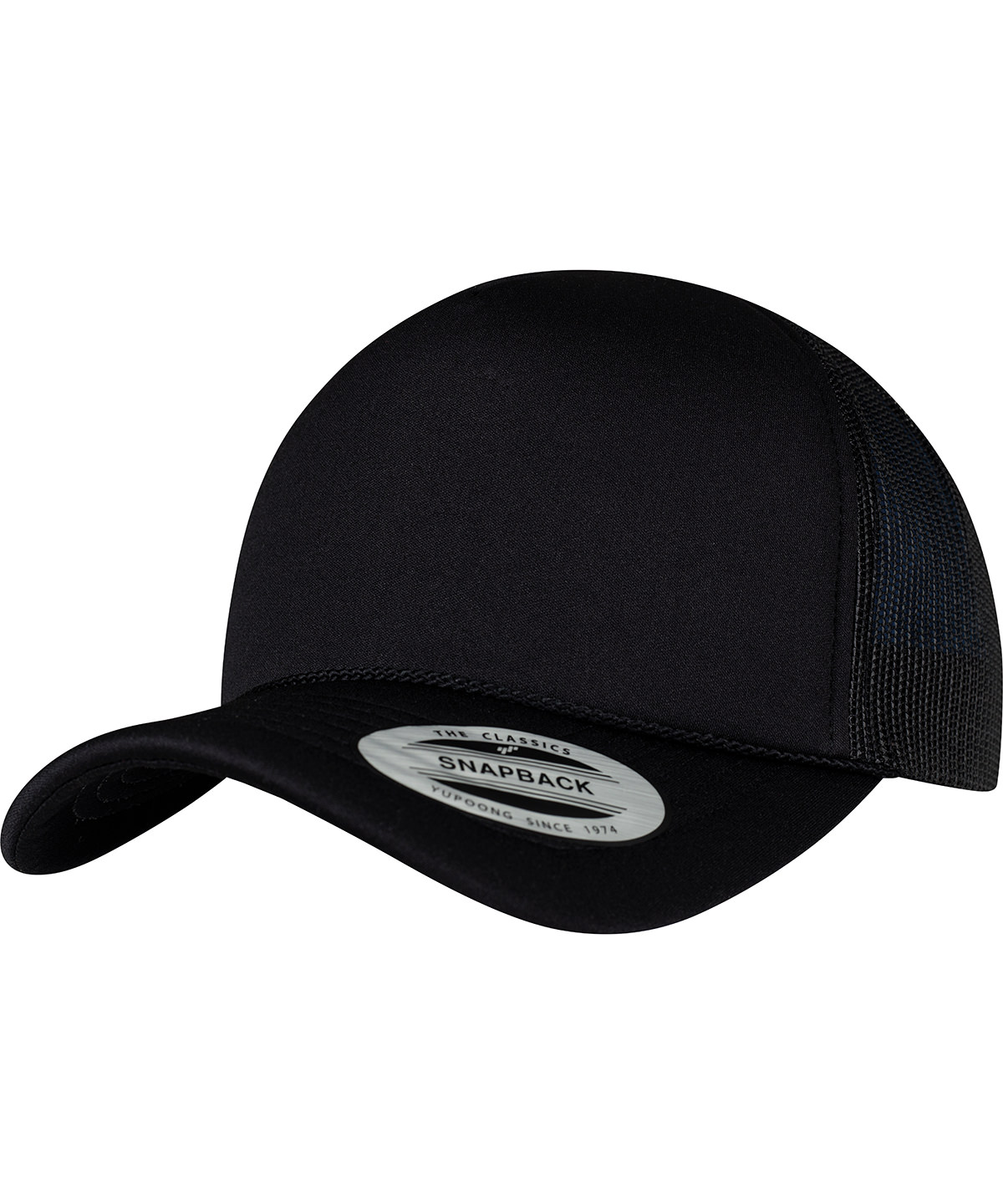 YP208_Black_Black_Black_FT Foam trucker cap curved visor (6005FC) - Image 1