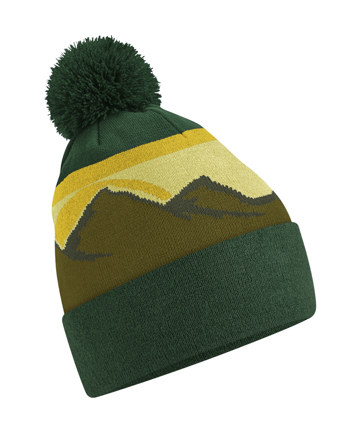 B395R_AlpinePeaks_FT Mountain peaks pom pom beanie - Image 1