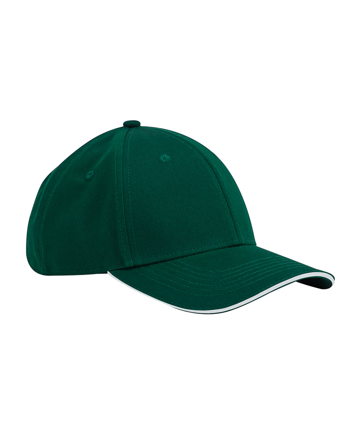 B820C_BottleGreen_White_FT EarthAware® classic organic cotton 6-panel cap – sandwich peak - Image 1