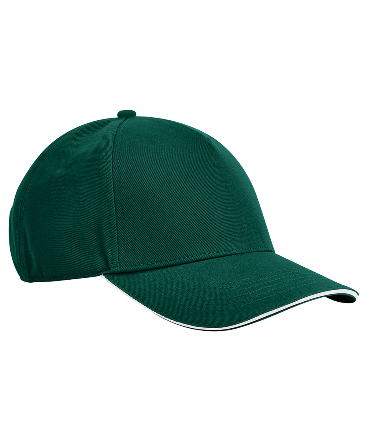 B825C_BottleGreen_White_FT EarthAware® classic organic cotton 5-panel cap – sandwich peak - Image 1