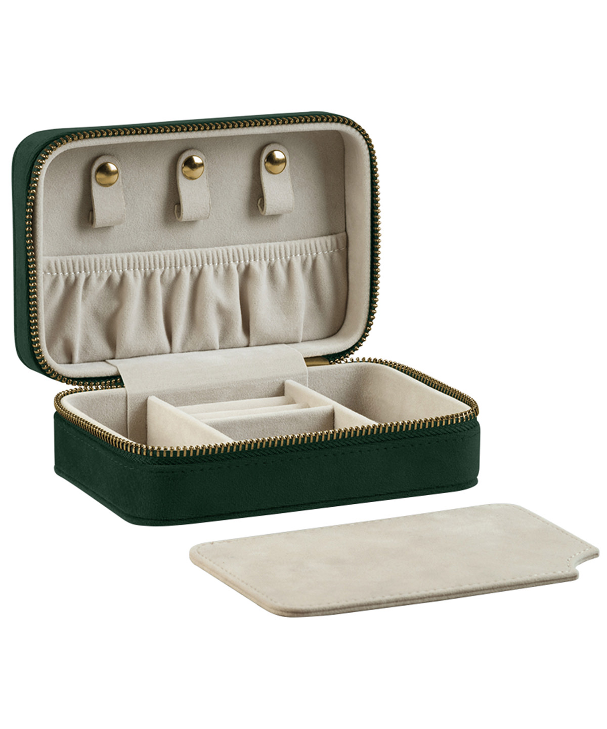BG710_DarkEmerald_FT Velvet travel jewellery box - Image 1