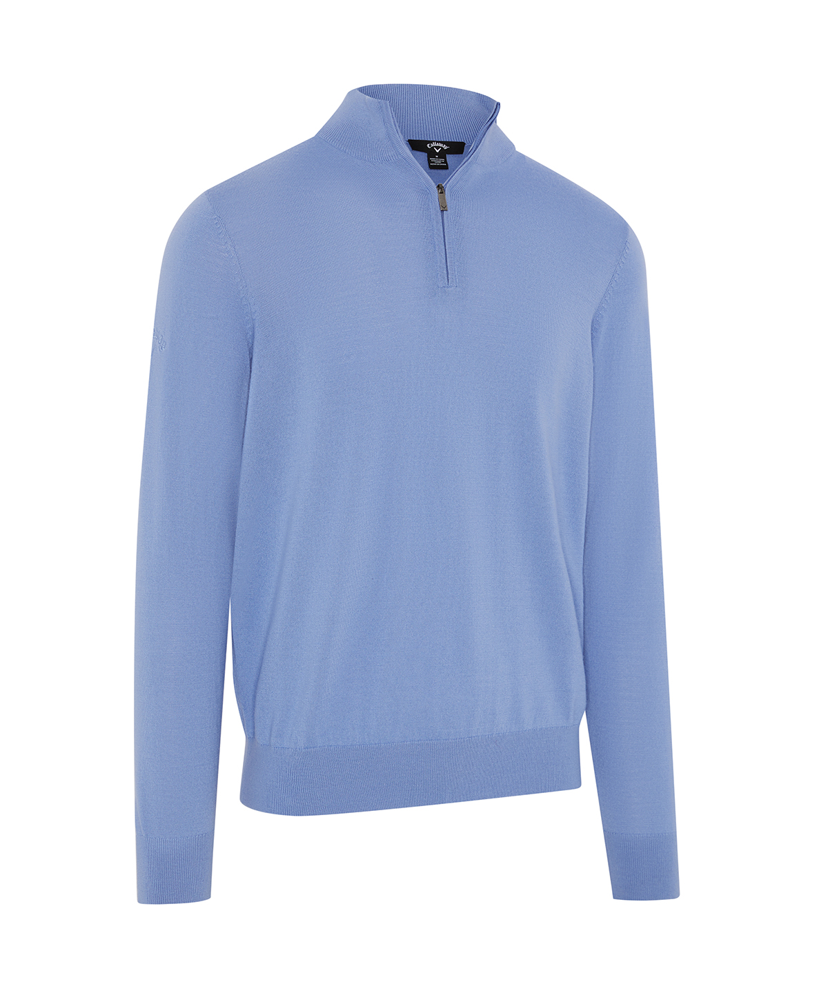 CW053_MidVistaBlue_FT 1/4-zip merino blend sweater - Image 1