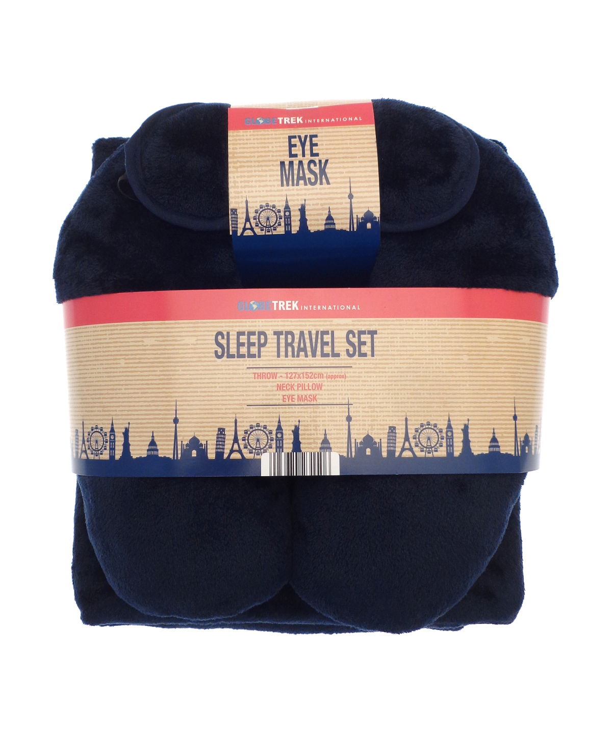 HL041_Navy_FT Travel set (neck pillow, eye mask and fleece blanket) - Image 1