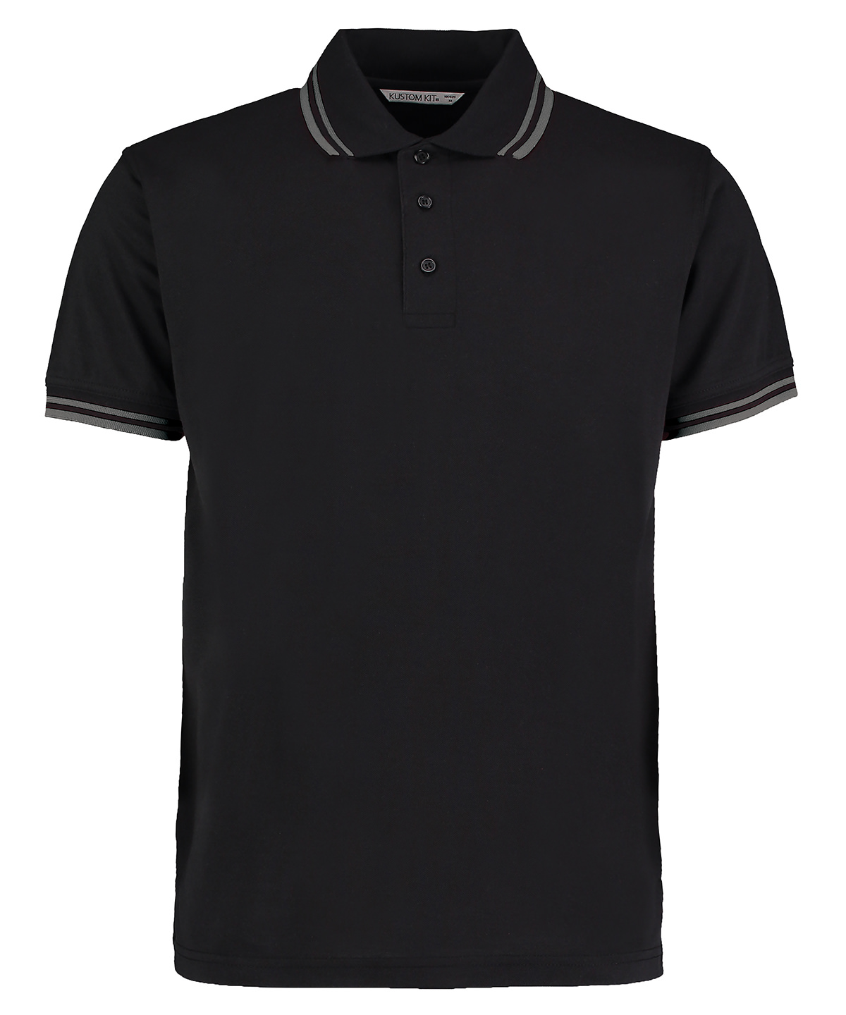 KK409_Black_Charcoal_FT Tipped collar polo (classic fit) - Image 1