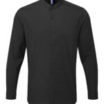 Banded collar grandad long sleeve shirt
