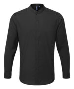 Banded collar grandad long sleeve shirt