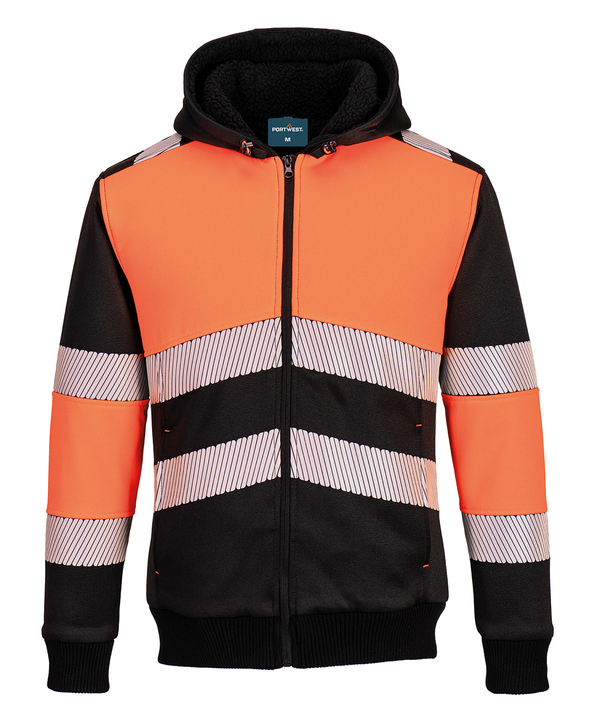 PW422_Orange_Black_FT PW3 Hi-vis Class 1 winter hoodie (PW377) - Image 1