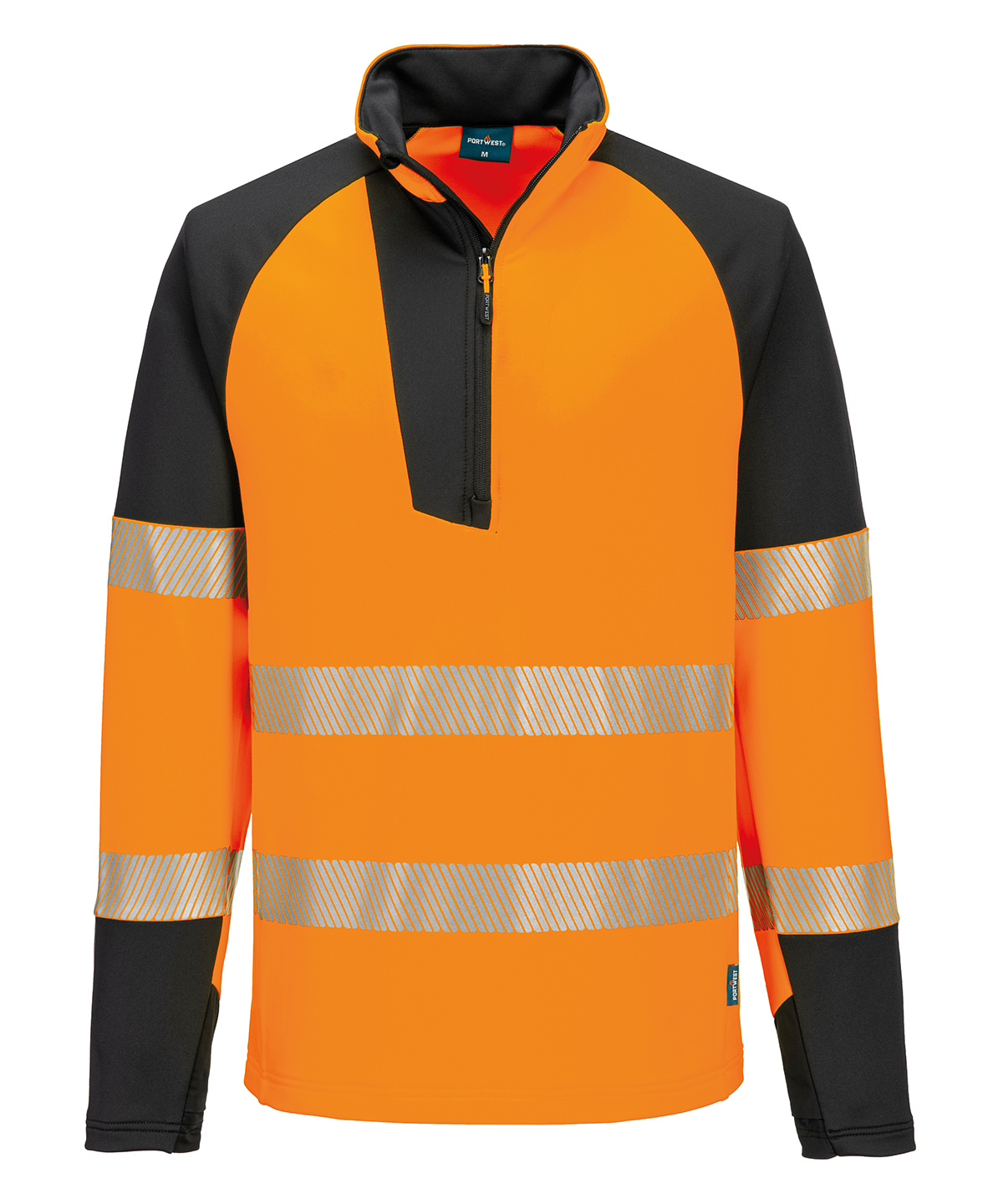 PW424_Orange_Black_FT PW3 Hi-vis ¼-zip sweatshirt (T172) - Image 1