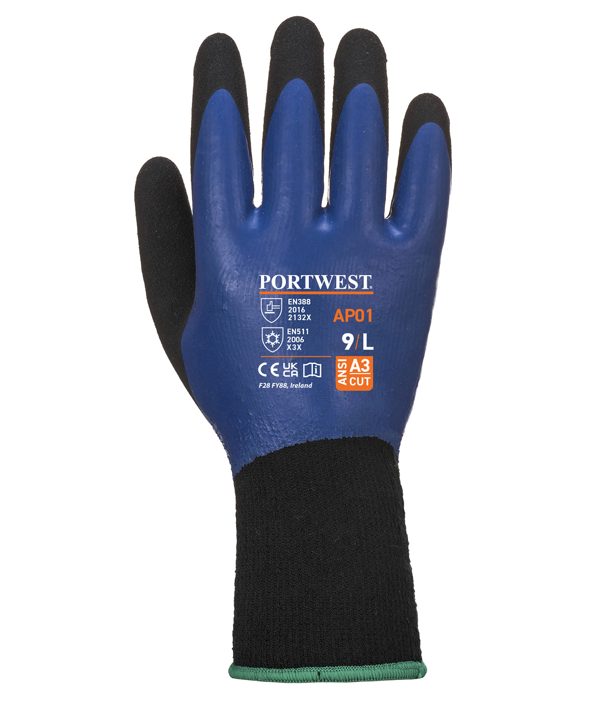 PW561_Blue_Black_FT Cold 13 Latex aqua gloves (AP01) - Image 1