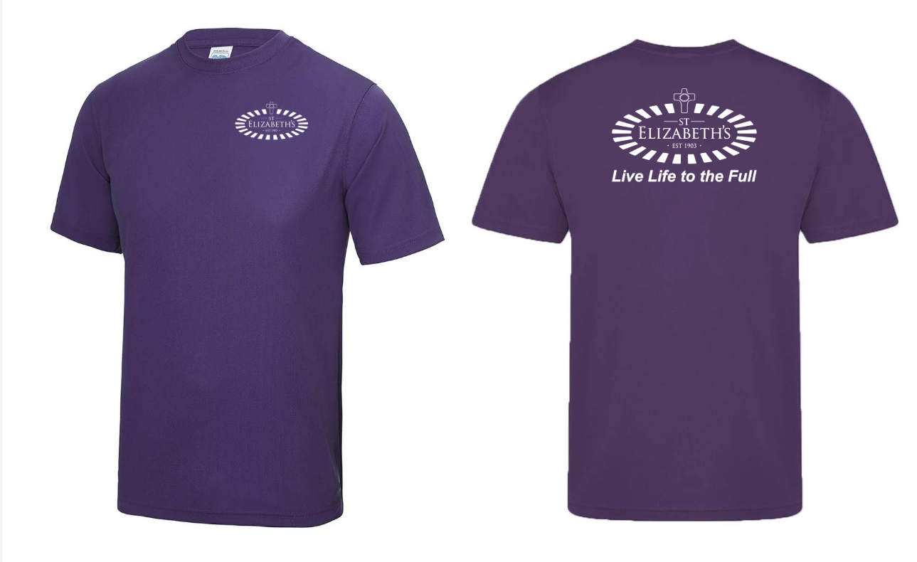Cool-T-Front-Back.png St. Elizabeth’s – LIVE LIFE TEAM – JC001 Cool T-shirts - Purple***Non Returnable - Image 1